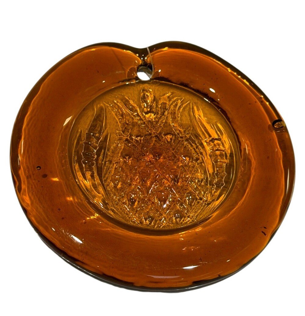 Vintage Dr Livingstone I Presume Amber Glass Pineapple Suncatcher 3.75" Ornament